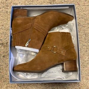 Essex Lane Cow Split Suede Tan Booties